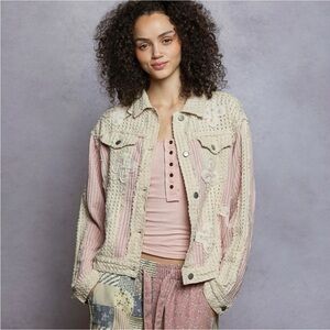 POL Textured Boho Jacket NWT Pink/ Cream
